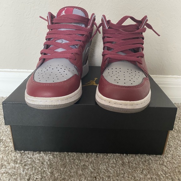 Air Jordans - size 5 youth red & gray - Picture 2 of 6